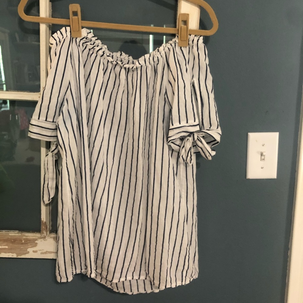 Off the shoulder white top
